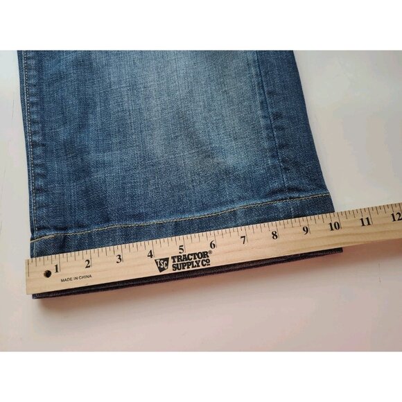 David Kahn Jeans Womens M/L Wide Leg Crops Capris Blue Distressed Med Wash - Picture 16 of 16